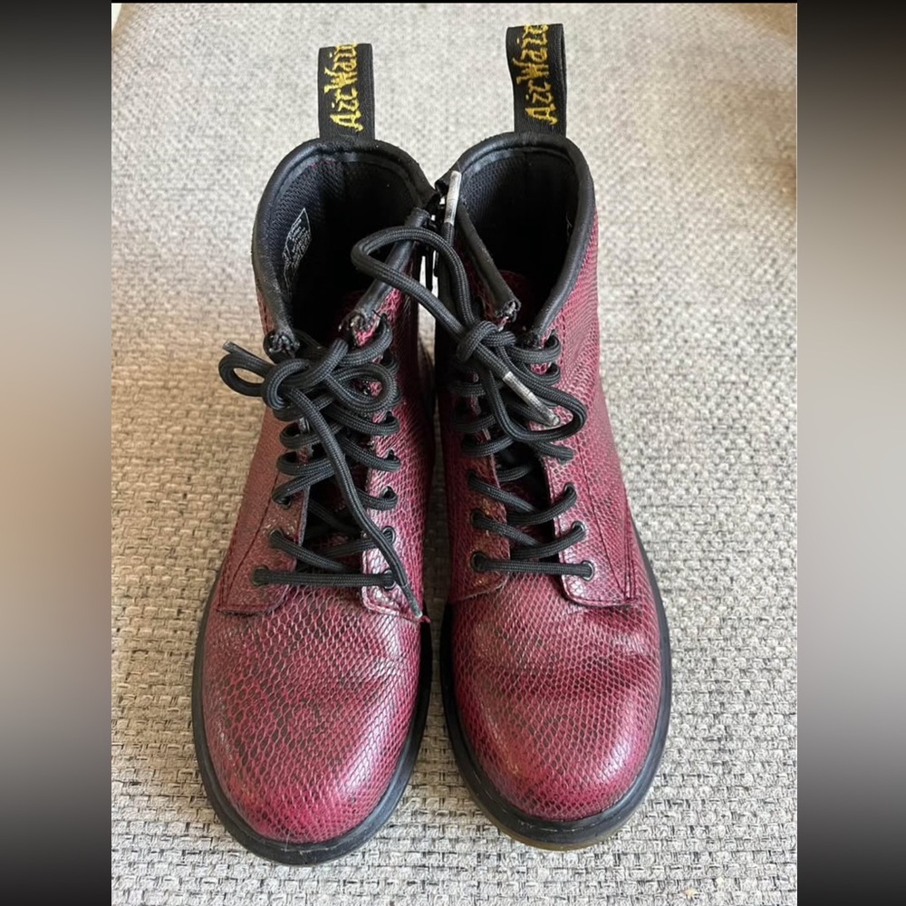 Dr. Martens Leather Snakeskin Lace up Boots